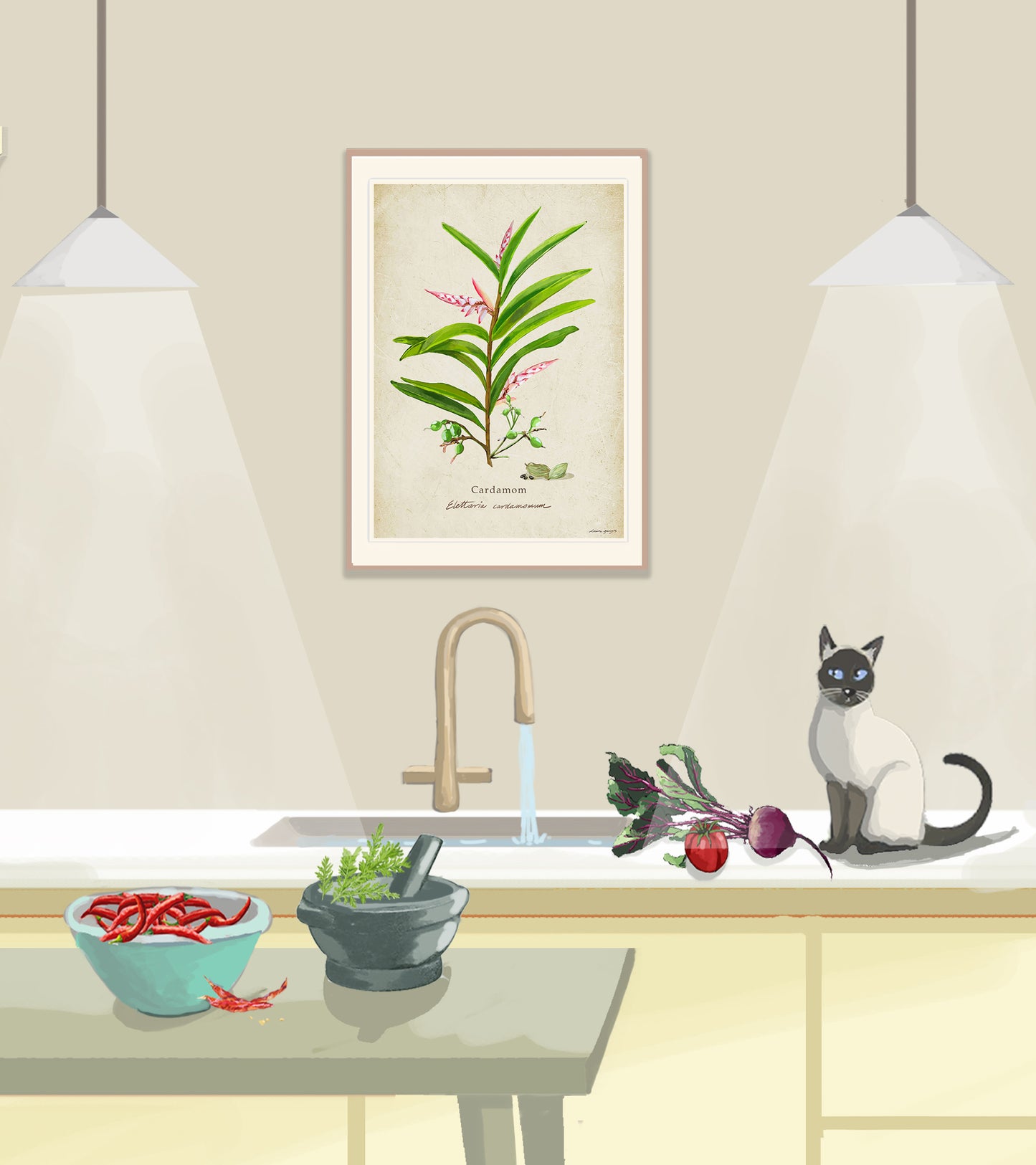 Cardemom on a Vintage Background