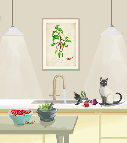 Chilli Pepper on a Vintage Background